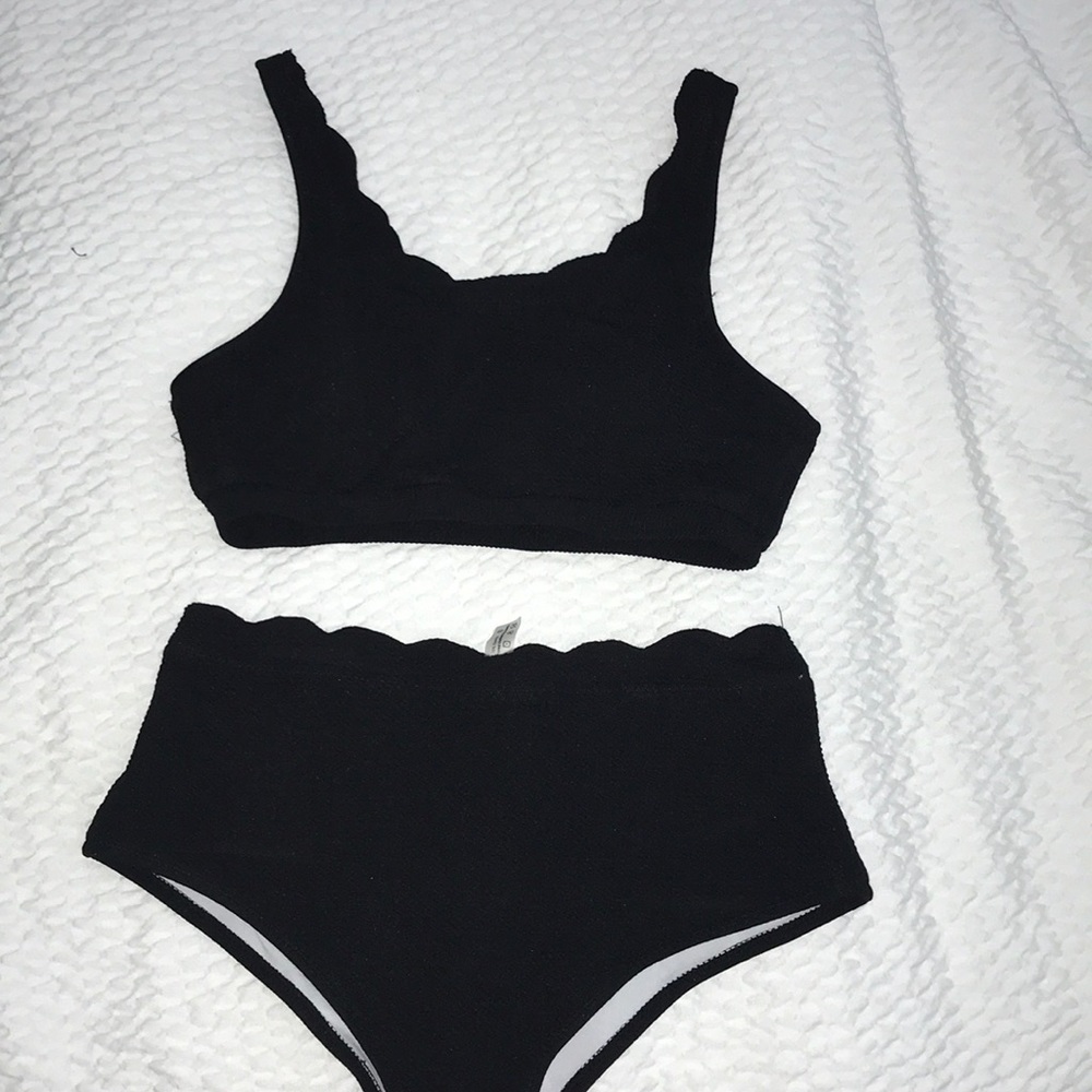 Scalloped black bikini